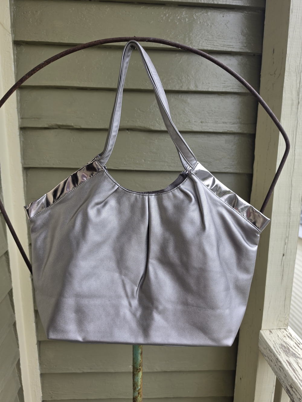 metrostyle Metallic Silver Shoulder Satchel